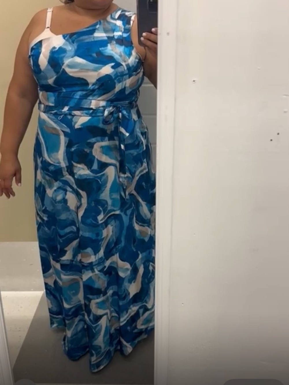 Nicole Miller Blue and White Backless Dress